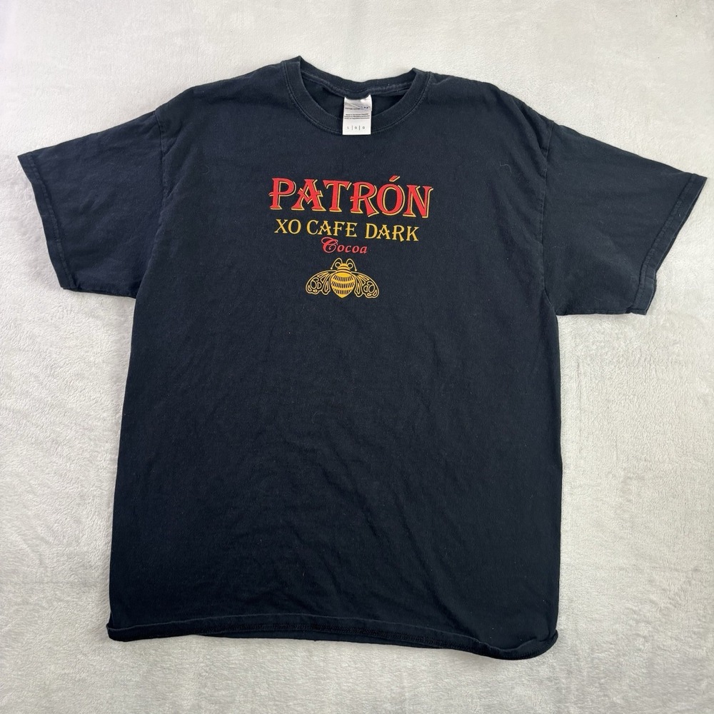 Gildan Patron XO Cafe Dark Cocoa Black Short Sleeve Graphic Shirt Men's Large